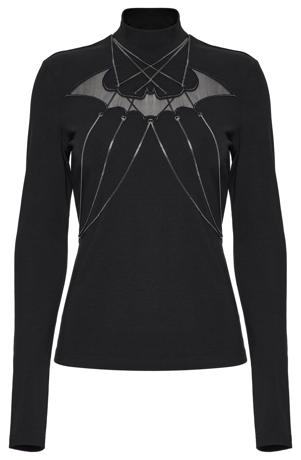 Punk Rave Morrigan Bat Chain Goth Top In Black - DevilGothic DevilGothic