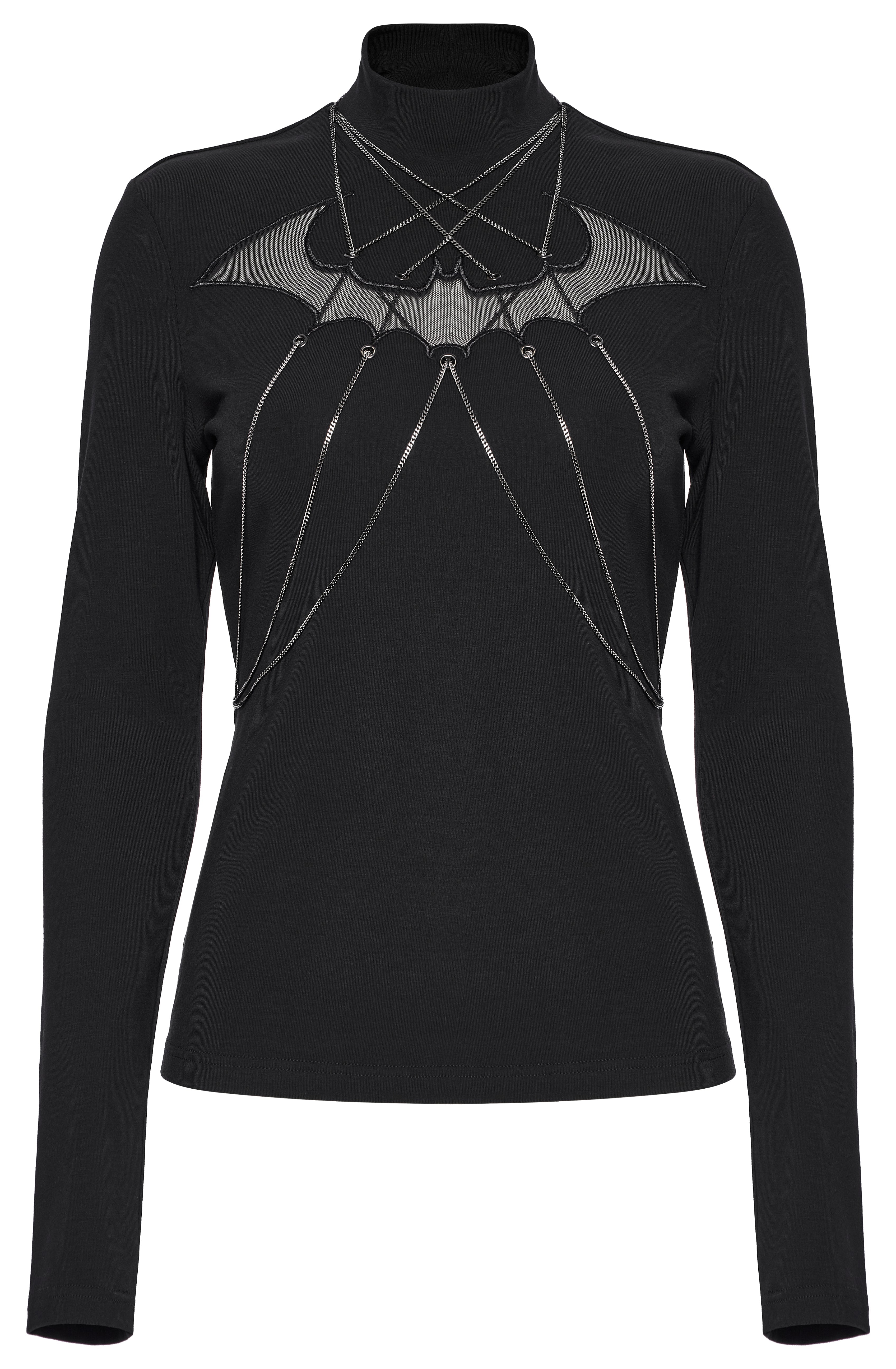 Punk Rave Morrigan Bat Chain Goth Top In Black - DevilGothic DevilGothic