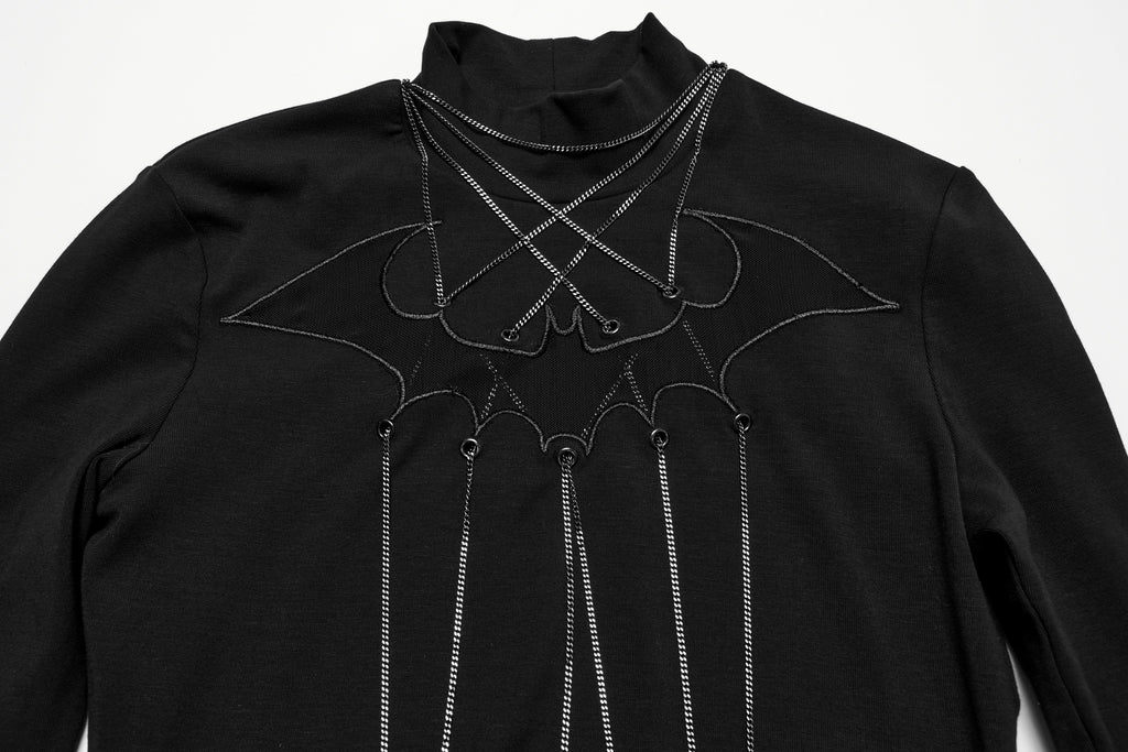 Punk Rave Morrigan Bat Chain Goth Top In Black - DevilGothic DevilGothic