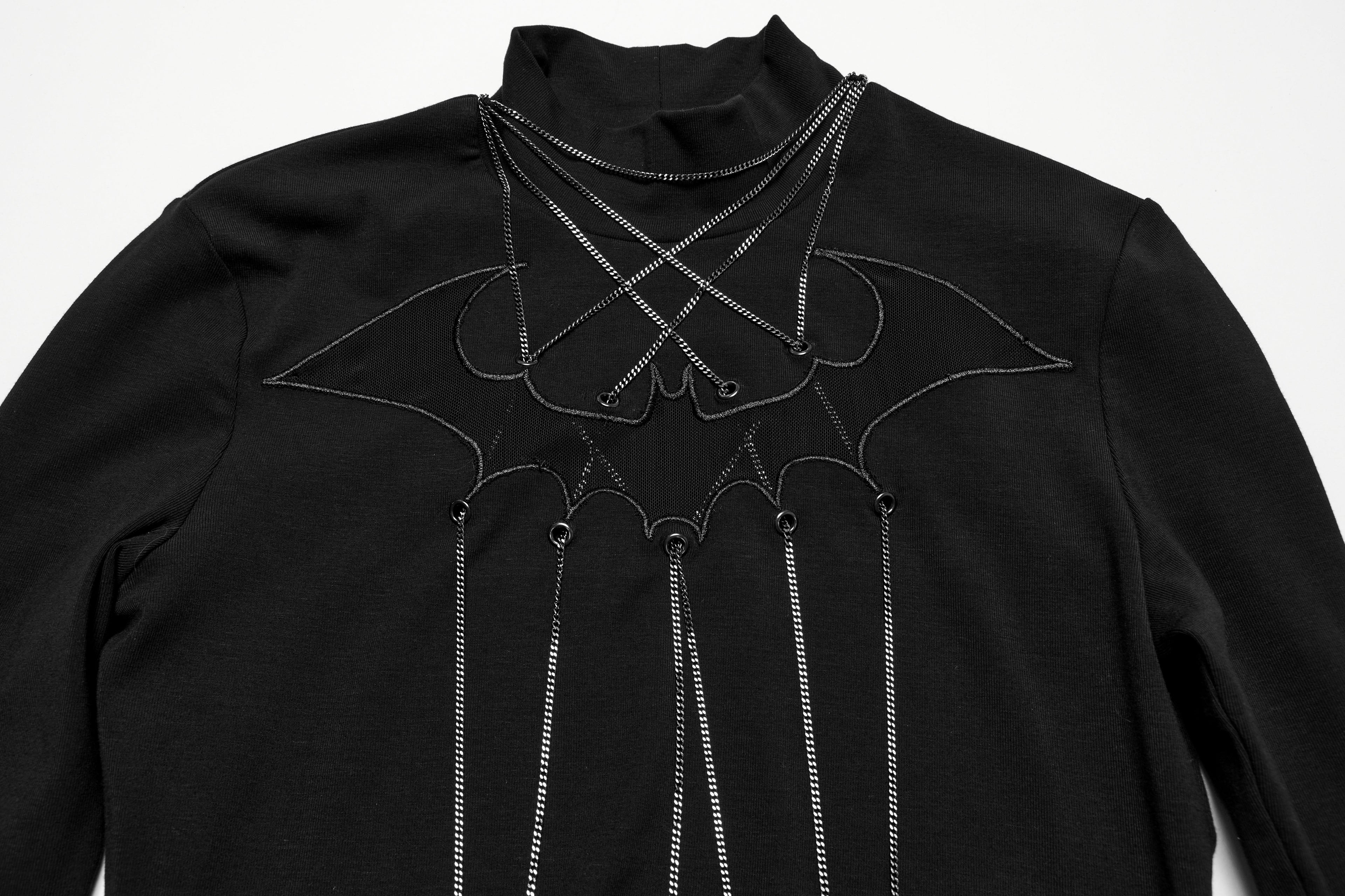 Punk Rave Morrigan Bat Chain Goth Top In Black - DevilGothic DevilGothic
