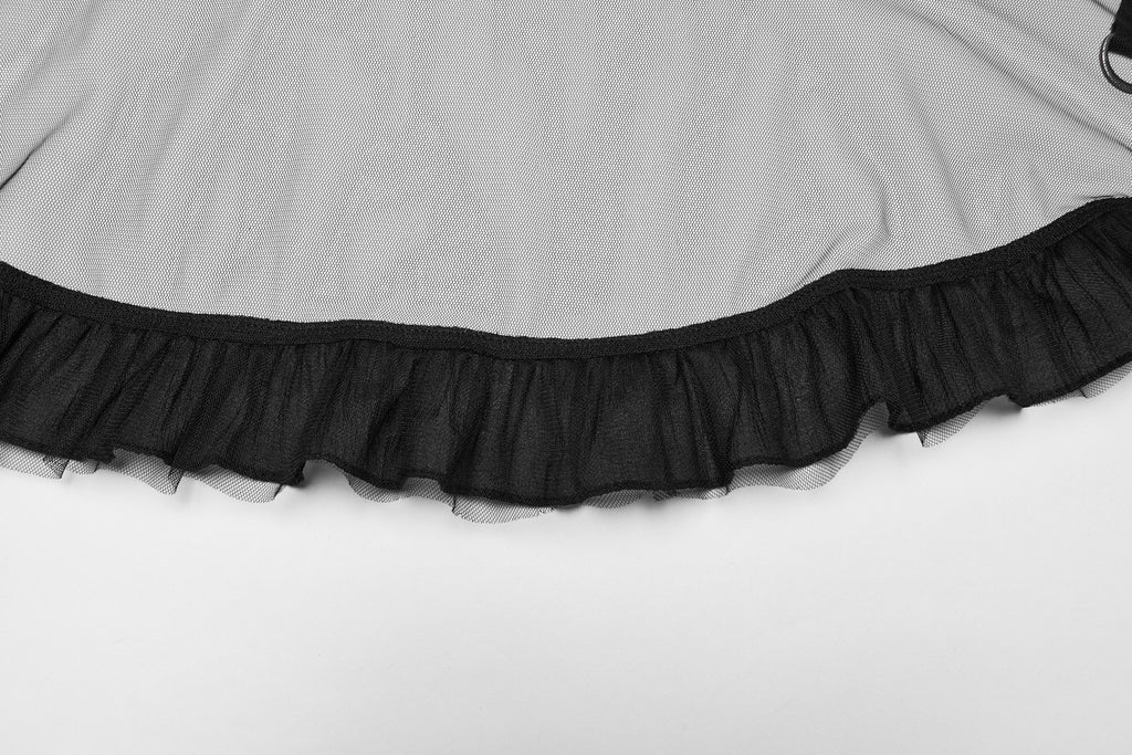 Punk Rave Morrigan Mesh Plaid High-Low Skirt - DevilGothic DevilGothic