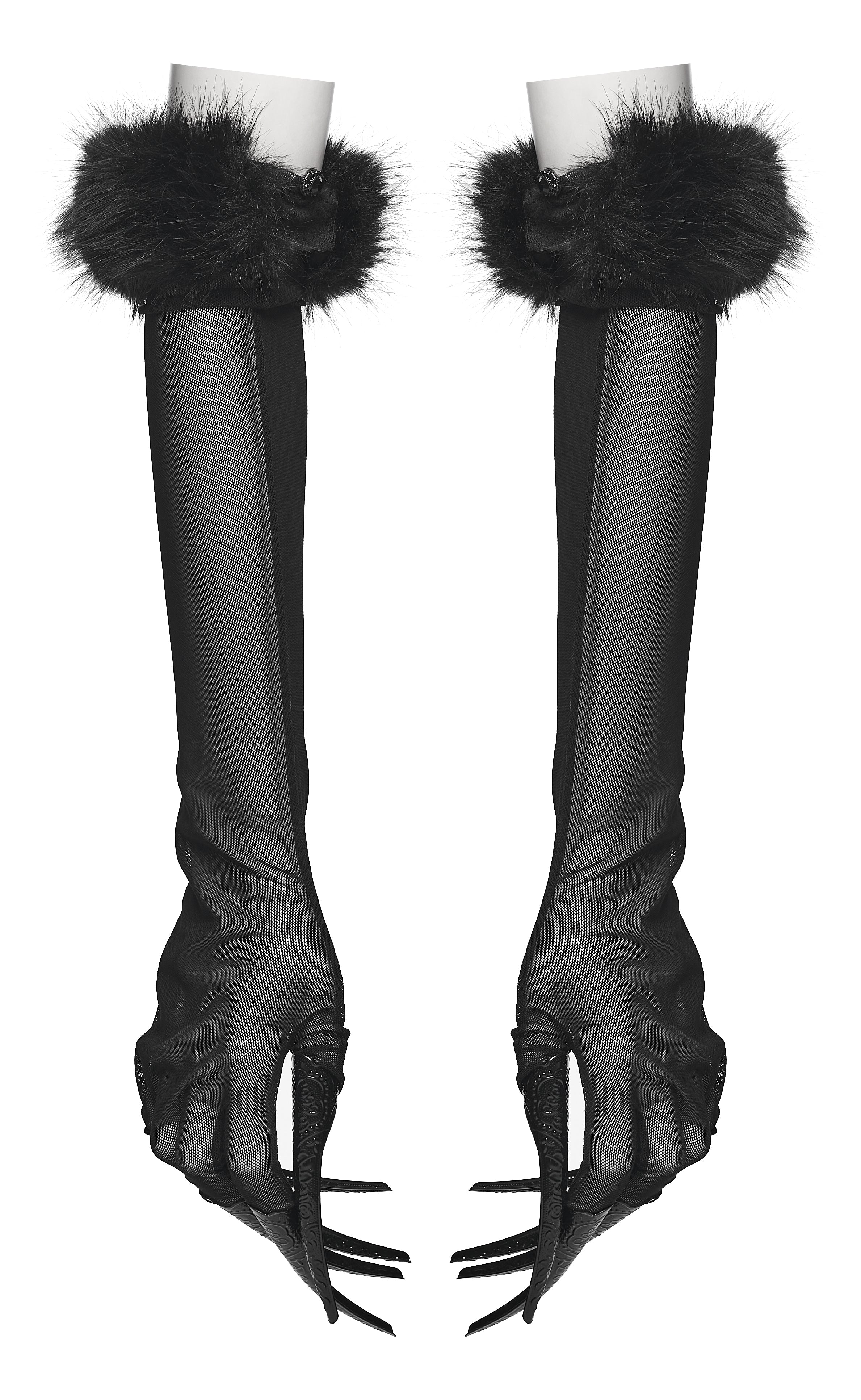 Punk Rave Fluffy Goth Gloves - DevilGothic DevilGothic