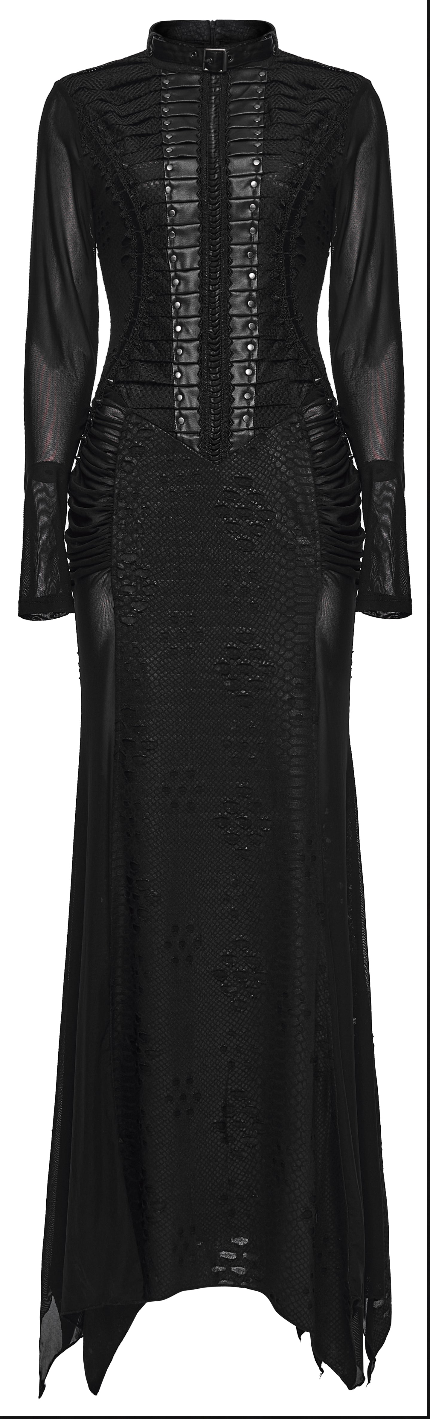 Punk Rave Seraphine Spinal Lace Panel Maxi Dress In Black - DevilGothic DevilGothic