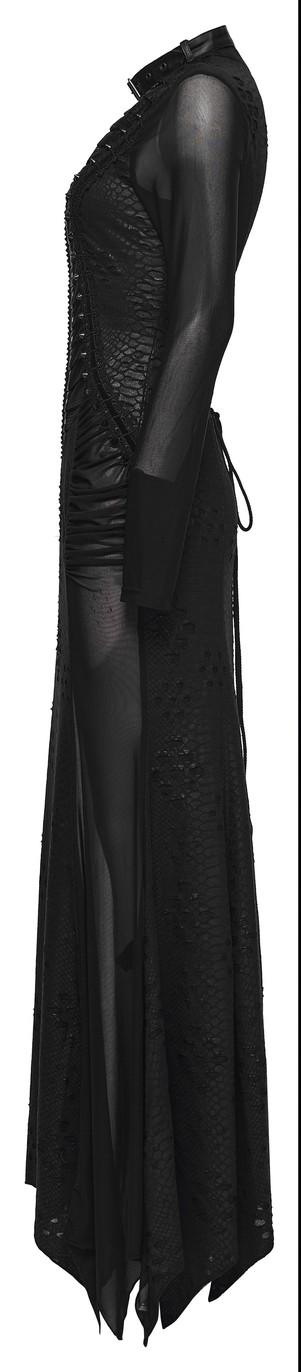 Punk Rave Seraphine Spinal Lace Panel Maxi Dress In Black - DevilGothic DevilGothic