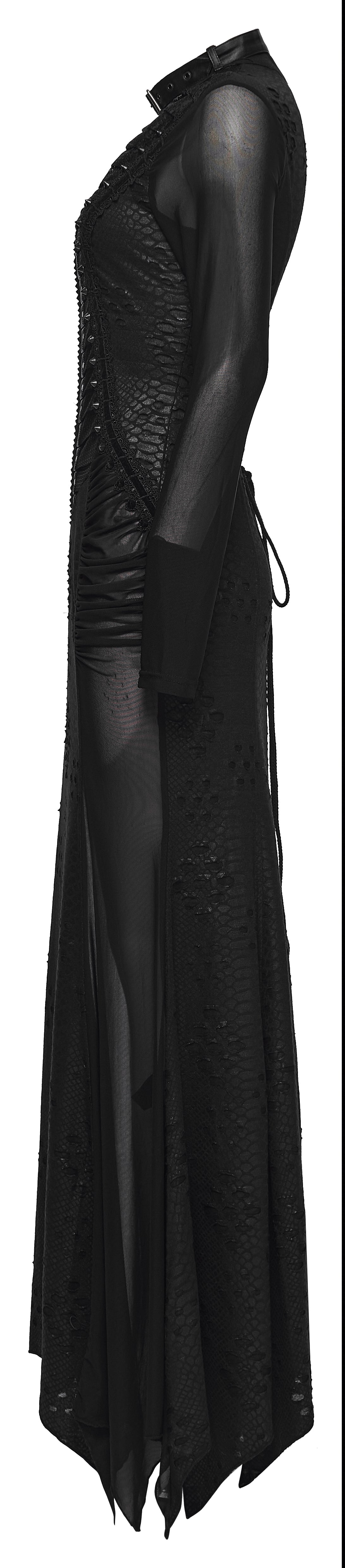 Punk Rave Seraphine Spinal Lace Panel Maxi Dress In Black - DevilGothic DevilGothic