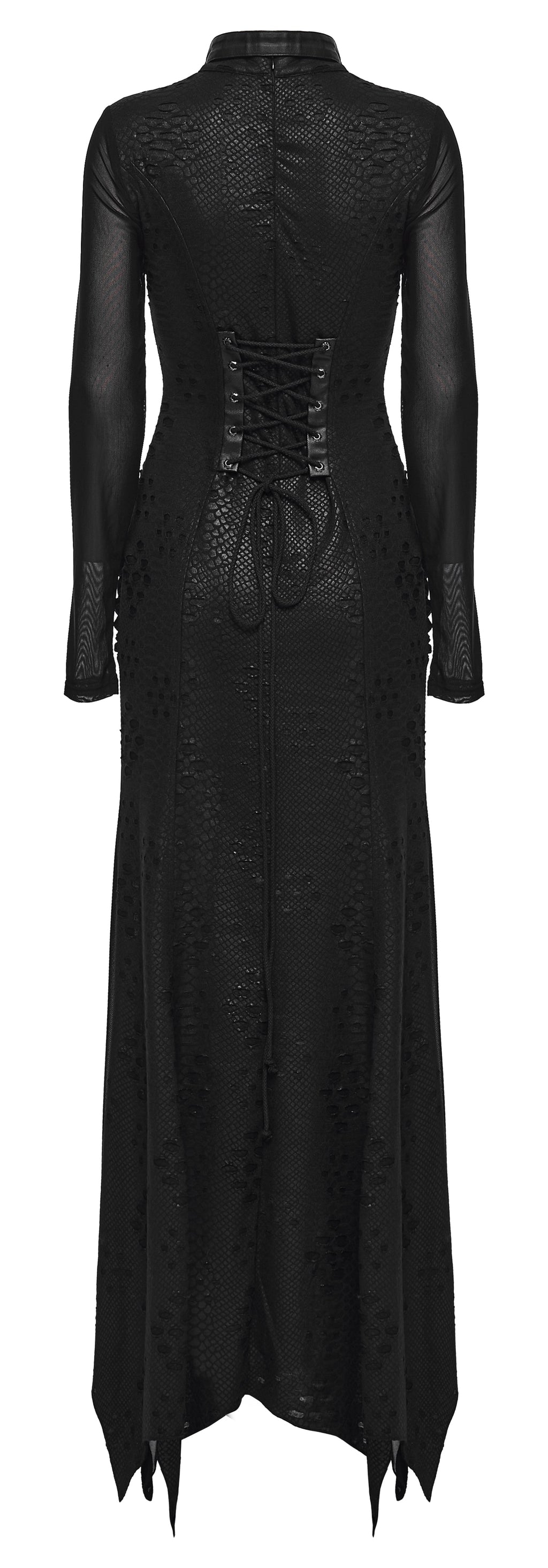 Punk Rave Seraphine Spinal Lace Panel Maxi Dress In Black - DevilGothic DevilGothic
