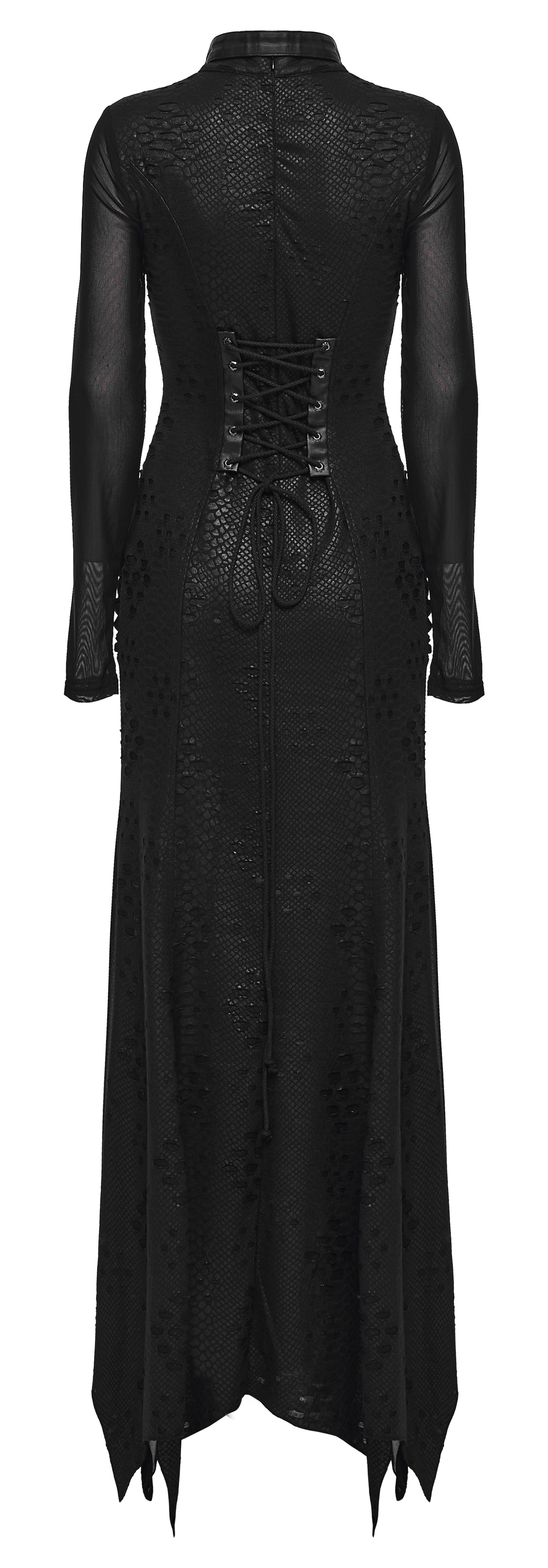 Punk Rave Seraphine Spinal Lace Panel Maxi Dress In Black - DevilGothic DevilGothic