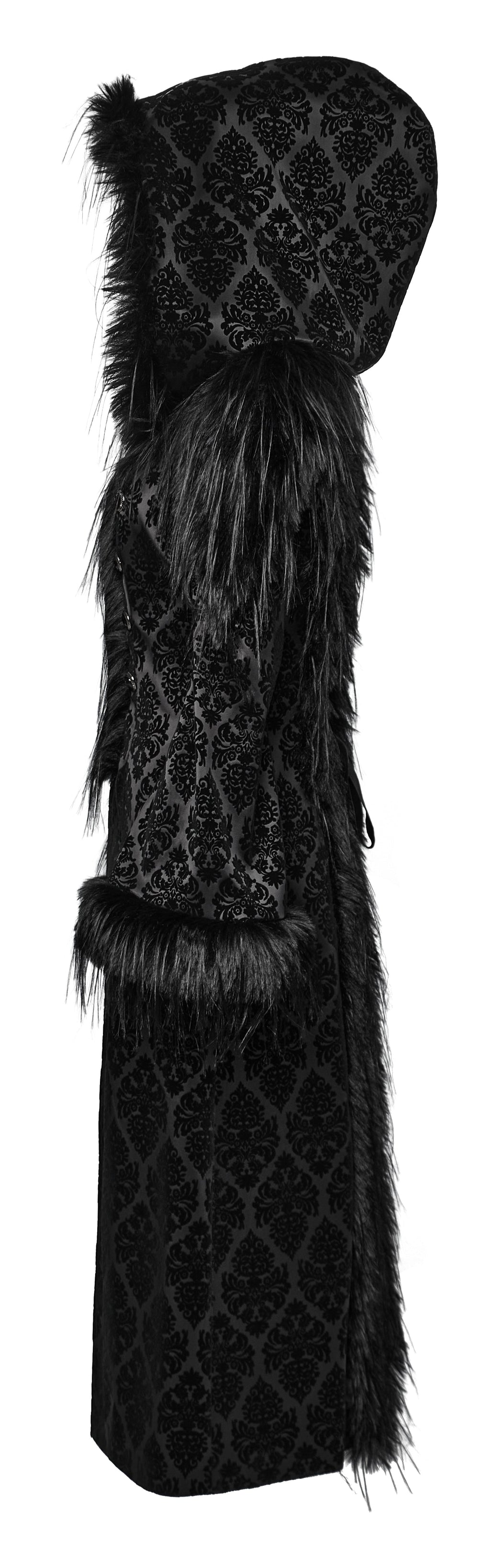 Punk Rave Morrigan Goth Gorgeous Jacquard Coat - Black - DevilGothic DevilGothic