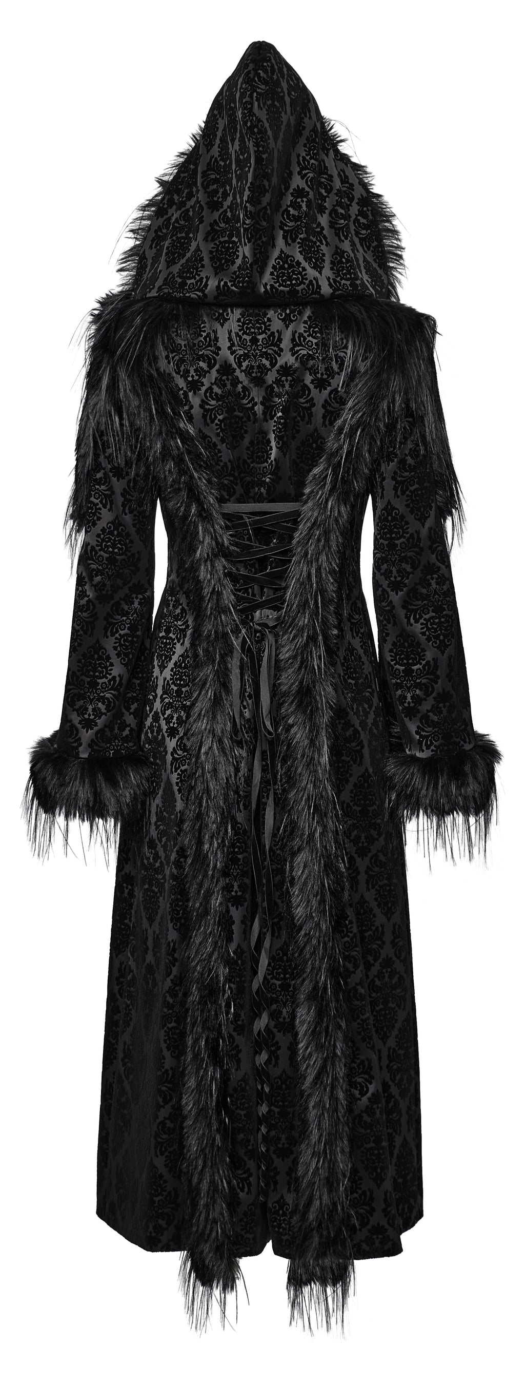 Punk Rave Morrigan Goth Gorgeous Jacquard Coat - Black - DevilGothic DevilGothic