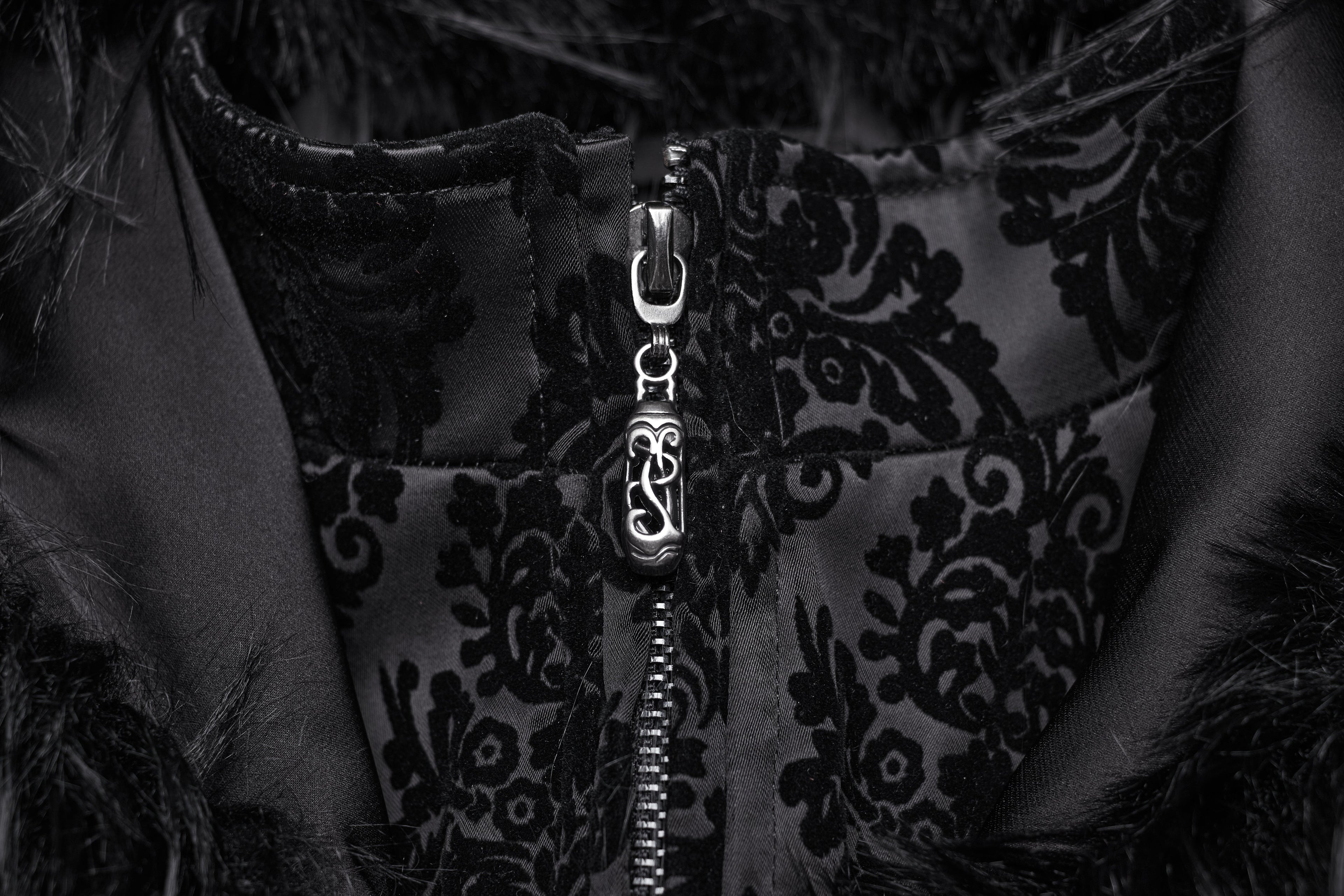 Punk Rave Morrigan Goth Gorgeous Jacquard Coat - Black - DevilGothic DevilGothic
