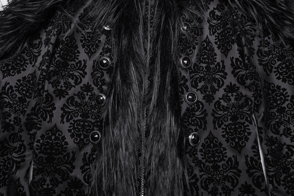 Punk Rave Morrigan Goth Gorgeous Jacquard Coat - Black - DevilGothic DevilGothic
