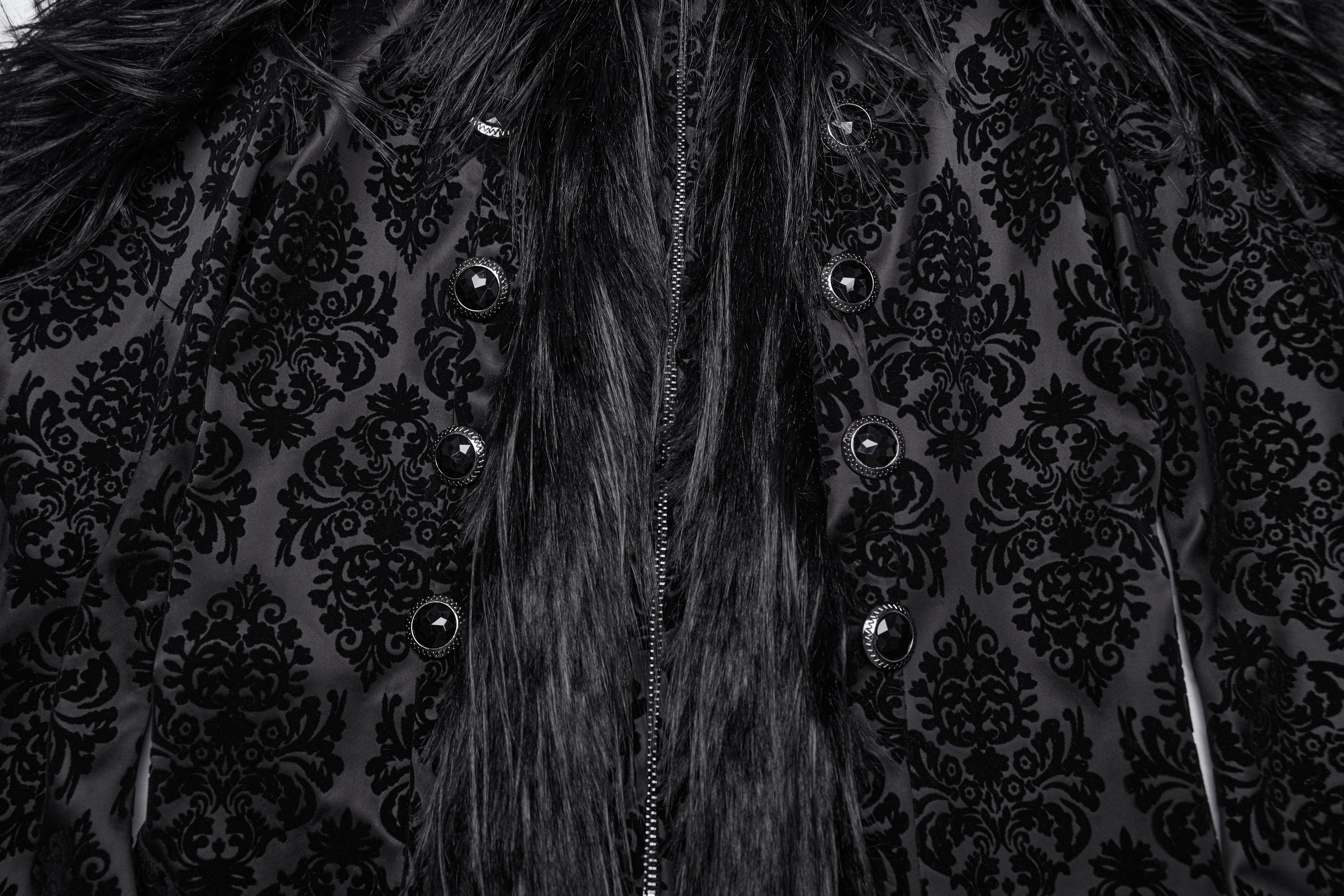 Punk Rave Morrigan Goth Gorgeous Jacquard Coat - Black - DevilGothic DevilGothic