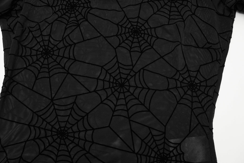 Punk Rave Lilith Gothic Spider Web T-Shirt - DevilGothic DevilGothic