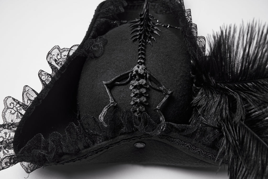 Punk Rave Goth Imprisoned Beast Bone Pirate Hat - DevilGothic DevilGothic