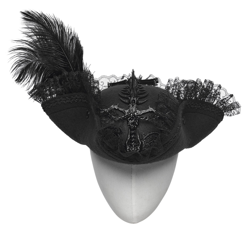 Punk Rave Goth Imprisoned Beast Bone Pirate Hat - DevilGothic DevilGothic