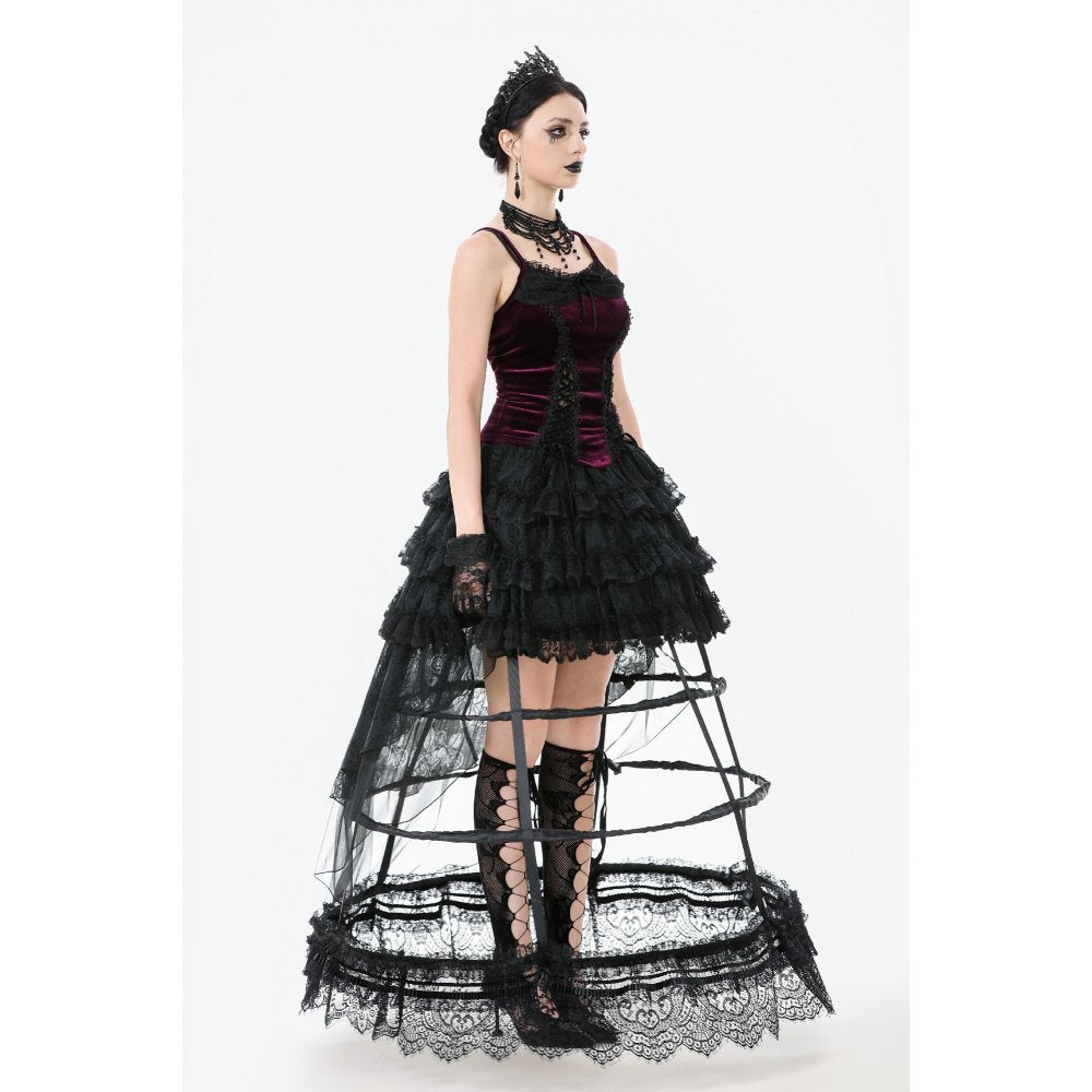 Dark in Love Serilda Velvet Lace Corset Top in Wine Red - DevilGothic DevilGothic