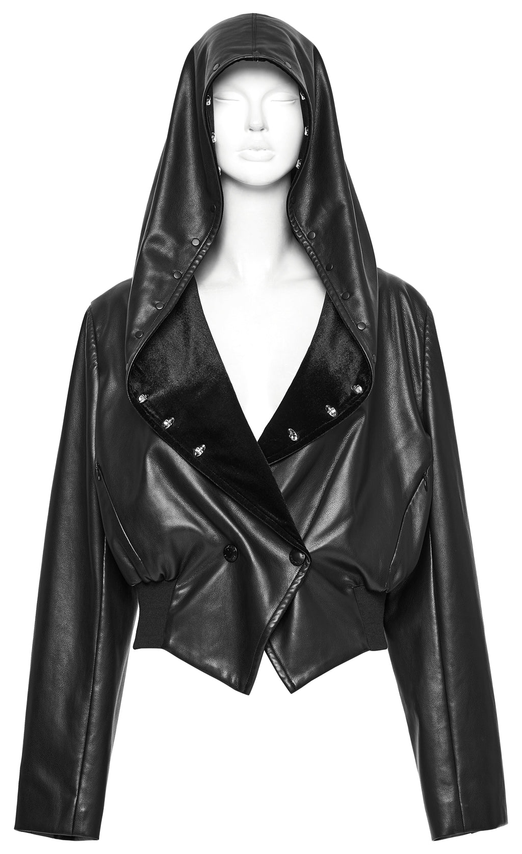 Punk Rave Nyx Hooded Faux Leather Jacket - DevilGothic DevilGothic