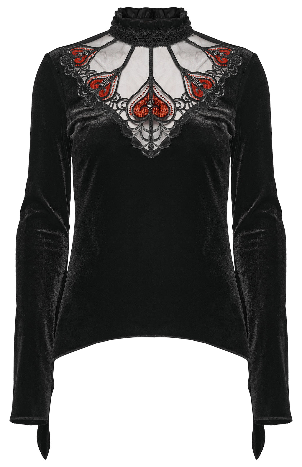 Punk Rave Belladonna Demon’s Hand Velvet T-Shirt in Red - DevilGothic DevilGothic