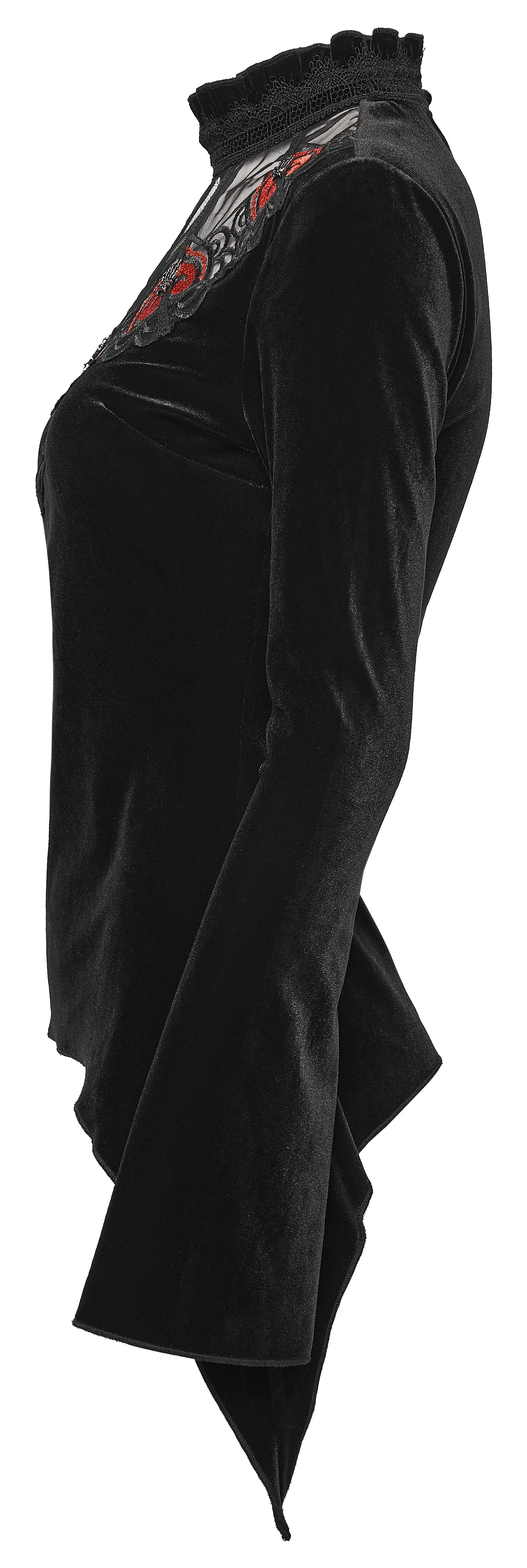 Punk Rave Belladonna Demon’s Hand Velvet T-Shirt in Red - DevilGothic DevilGothic