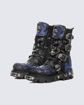 Flame Buckle Decor Gothic Combat Platform Boots