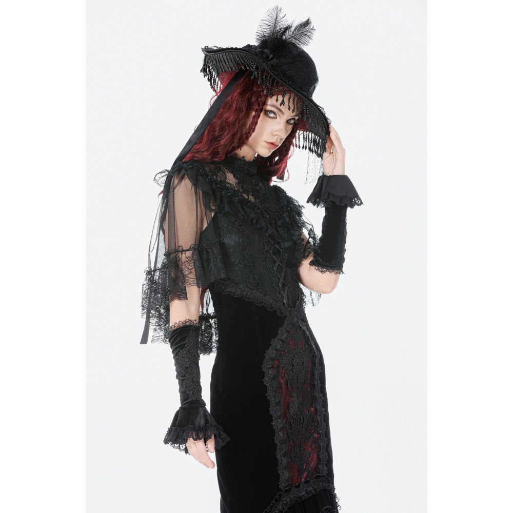 Dark in Love Morwenna Gothic Lace Ruffle Capelet - DevilGothic DevilGothic