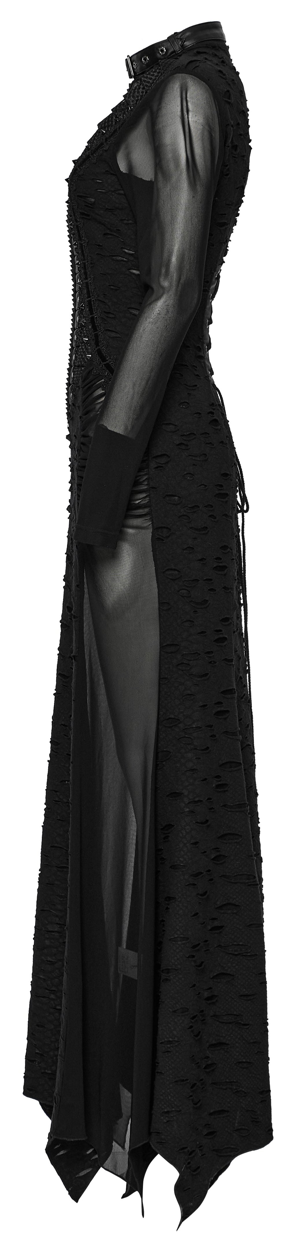 Punk Rave Seraphine Spinal Lace Panel Maxi Dress In Black - DevilGothic DevilGothic