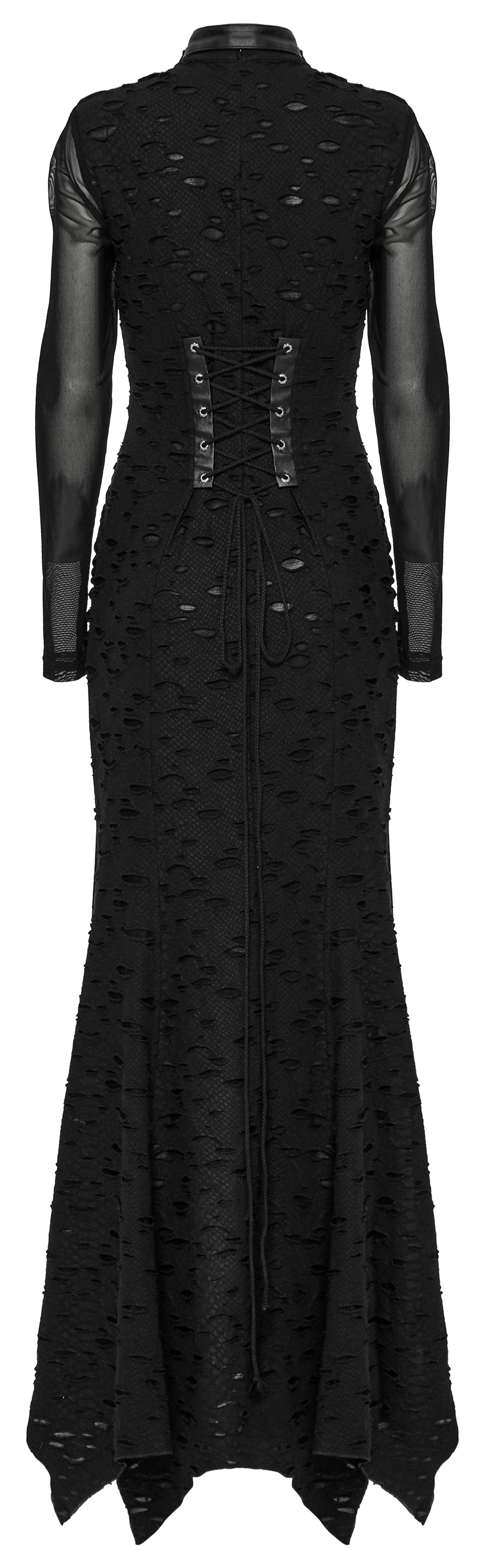 Punk Rave Seraphine Spinal Lace Panel Maxi Dress In Black - DevilGothic DevilGothic