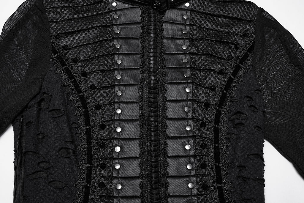 Punk Rave Seraphine Spinal Lace Panel Maxi Dress In Black - DevilGothic DevilGothic