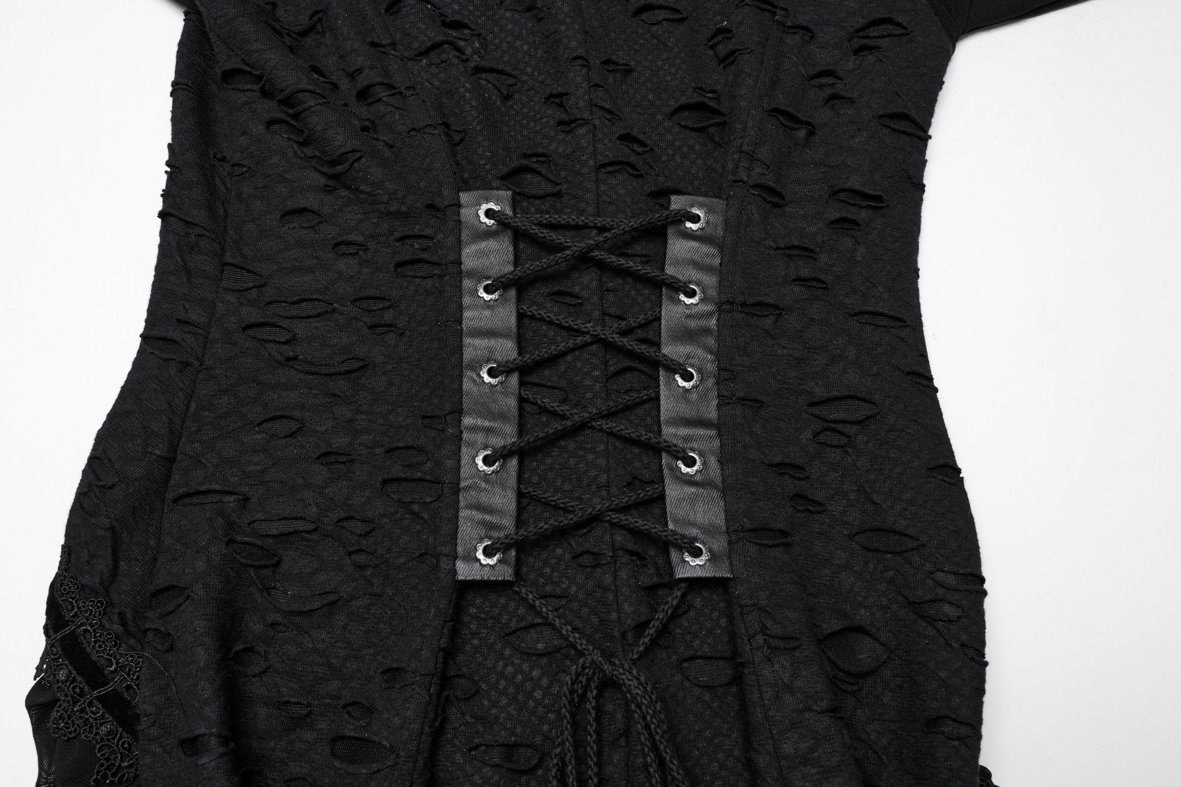 Punk Rave Seraphine Spinal Lace Panel Maxi Dress In Black - DevilGothic DevilGothic