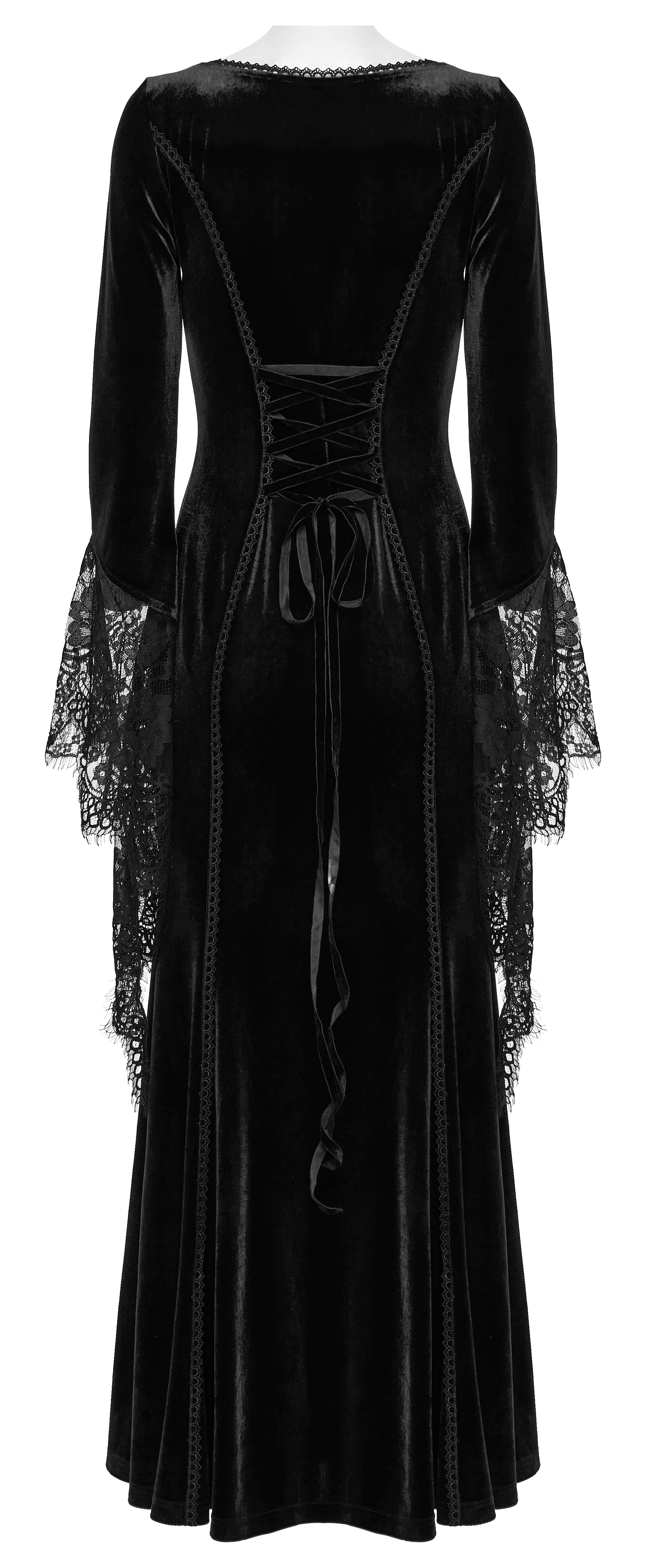 Punk Rave Isolde Velvet Lace Sleeve Dress In Black - DevilGothic DevilGothic