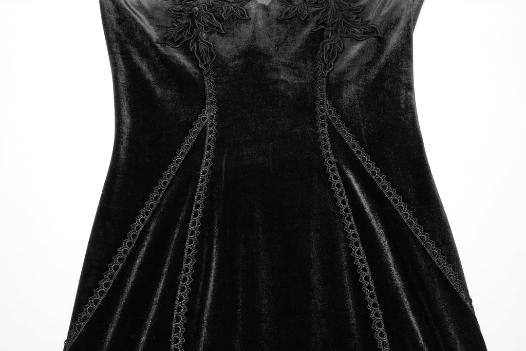 Punk Rave Isolde Velvet Lace Sleeve Dress In Black - DevilGothic DevilGothic