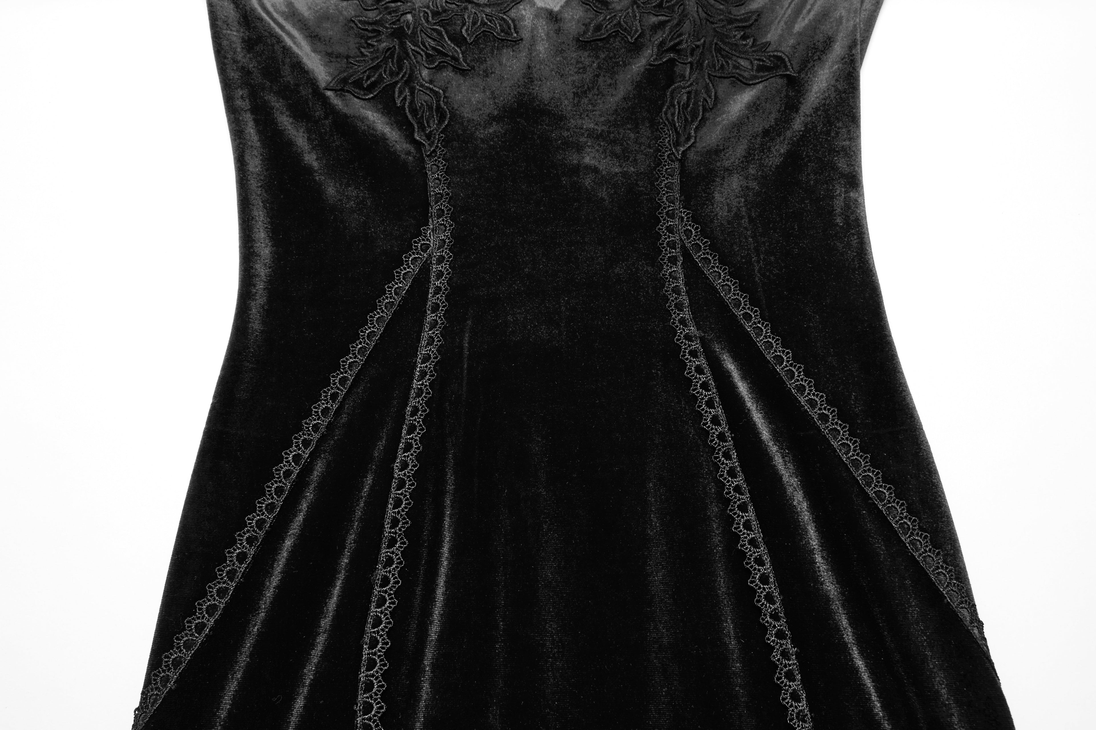 Punk Rave Isolde Velvet Lace Sleeve Dress In Black - DevilGothic DevilGothic