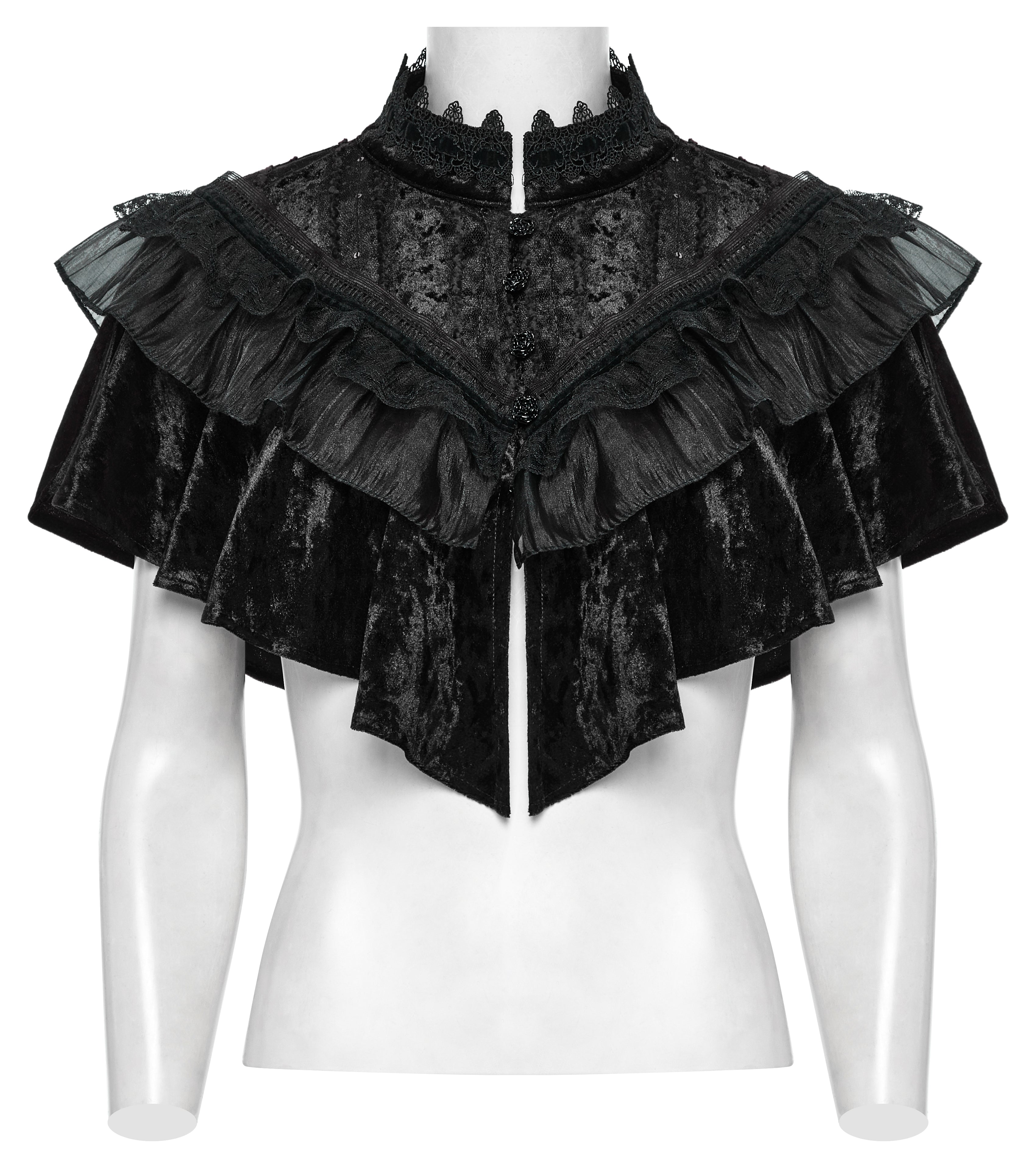 Punk Rave Elysia Velvet Ruffle Goth Shawl In Black - DevilGothic DevilGothic