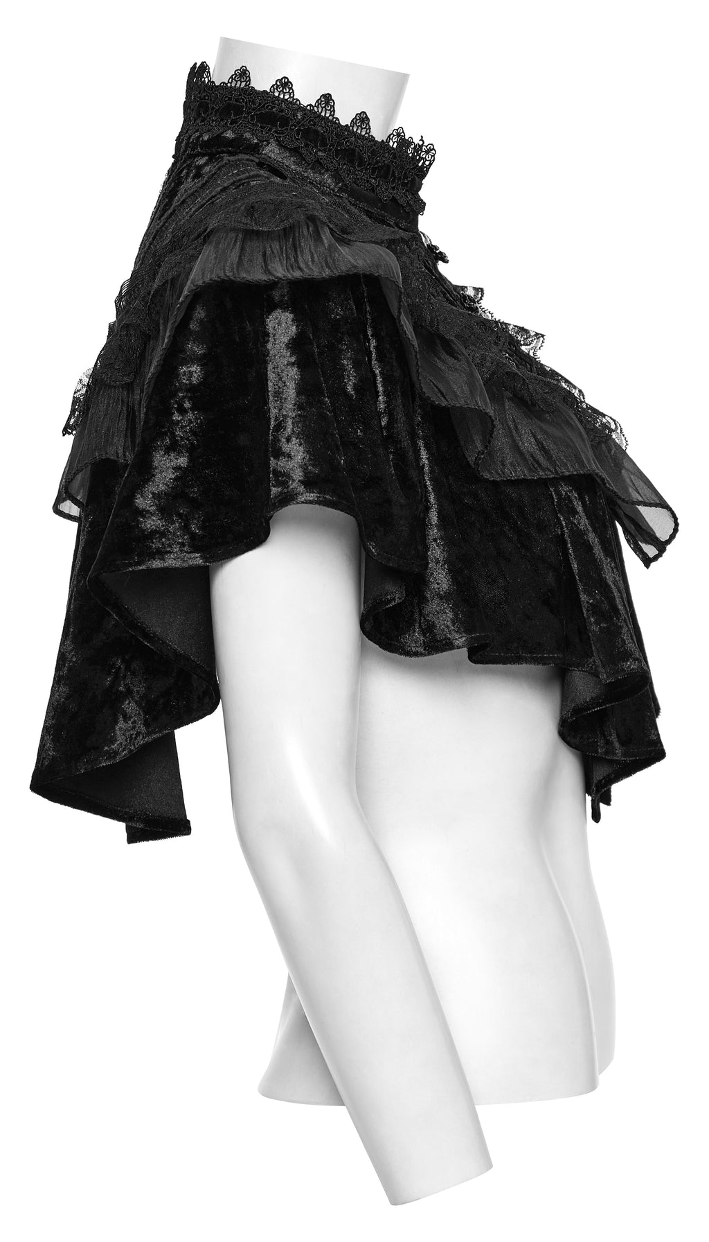 Punk Rave Elysia Velvet Ruffle Goth Shawl In Black - DevilGothic DevilGothic