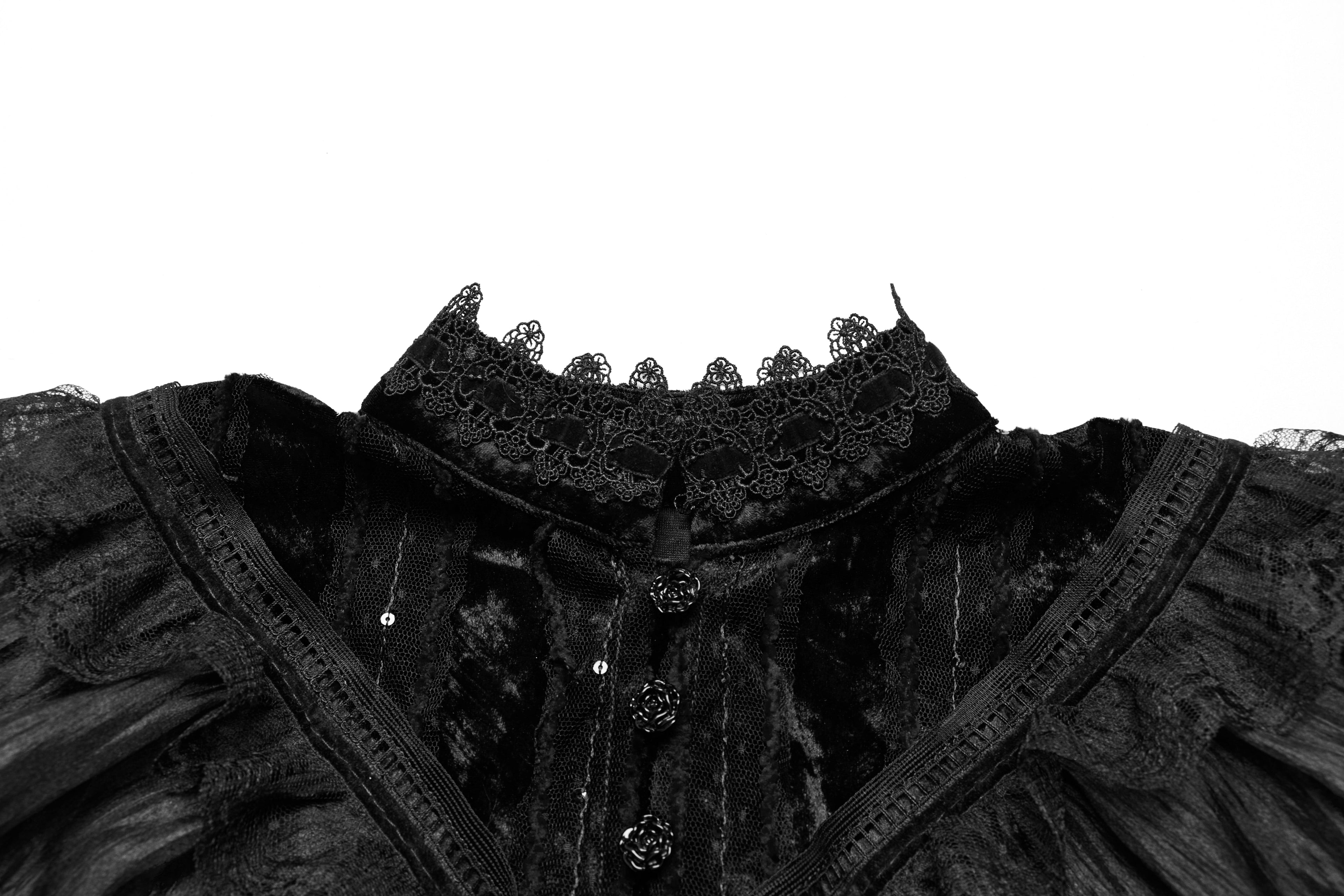 Punk Rave Elysia Velvet Ruffle Goth Shawl In Black - DevilGothic DevilGothic