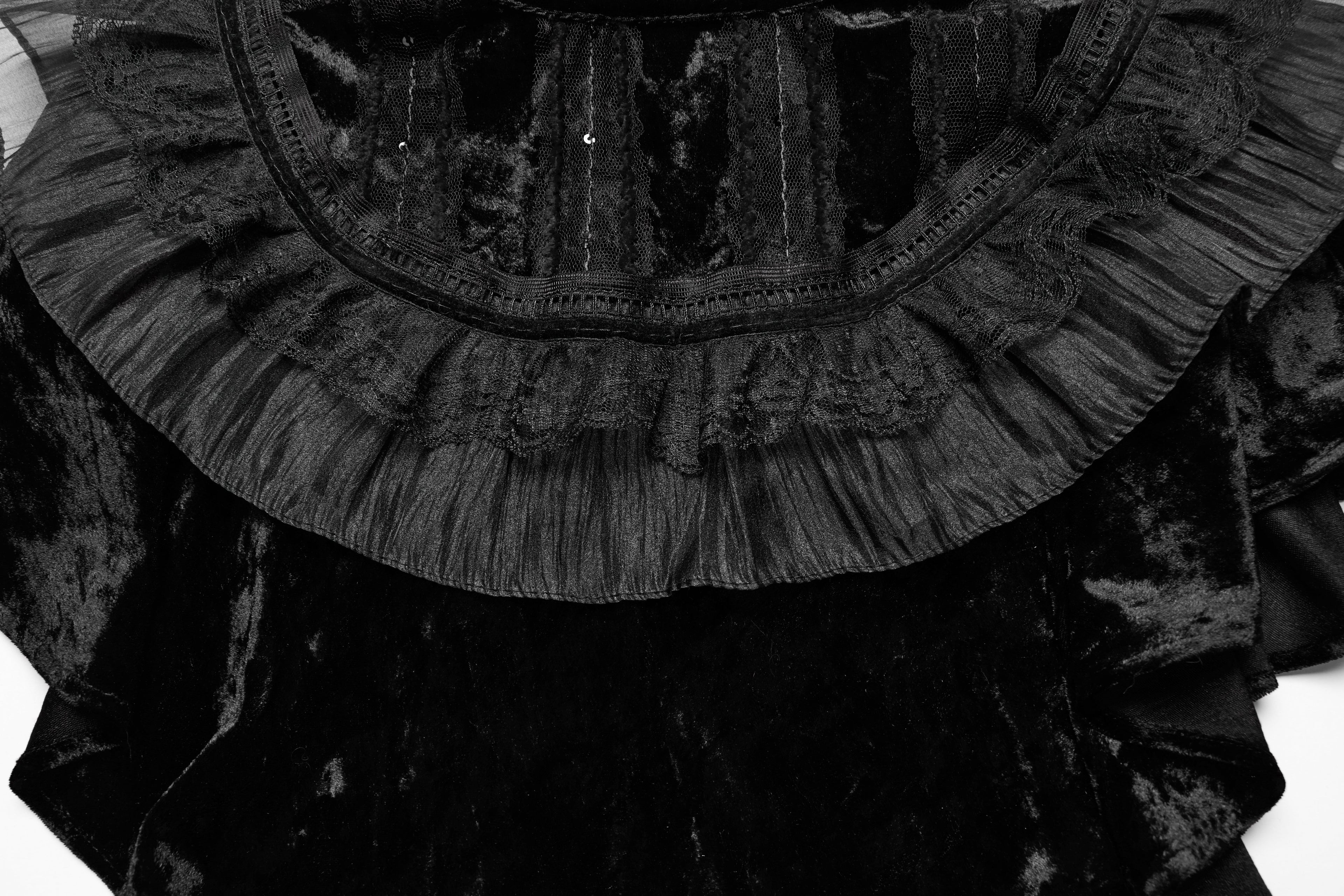 Punk Rave Elysia Velvet Ruffle Goth Shawl In Black - DevilGothic DevilGothic