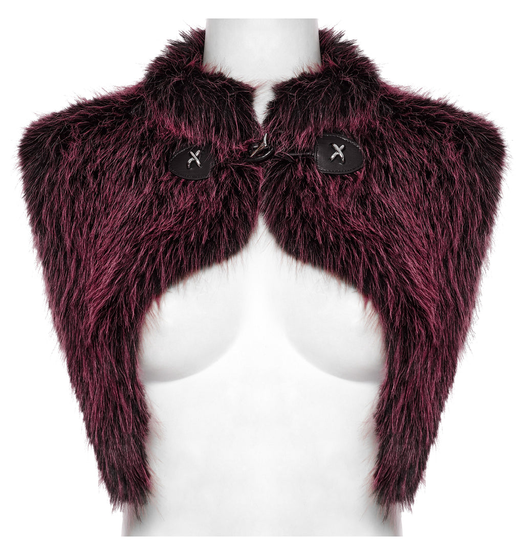 Punk Rave Lilith Gradient Devil Fur Shawl in Crimson - DevilGothic DevilGothic