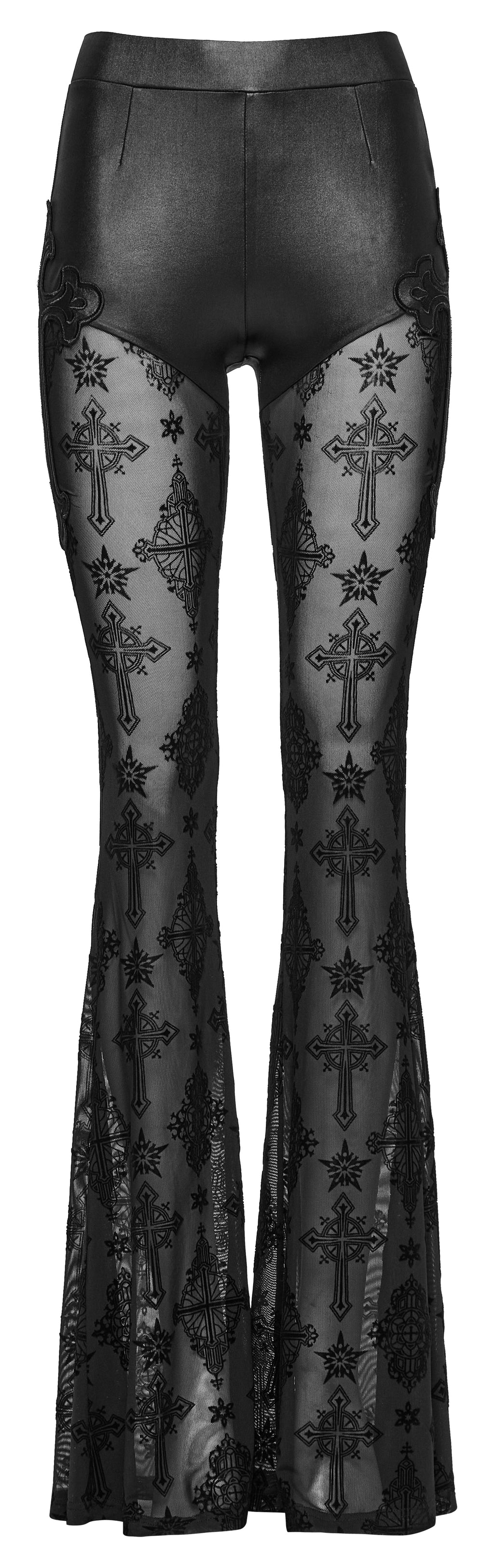 Punk Rave Seraphina Cross Flocking Flare Pants - DevilGothic DevilGothic