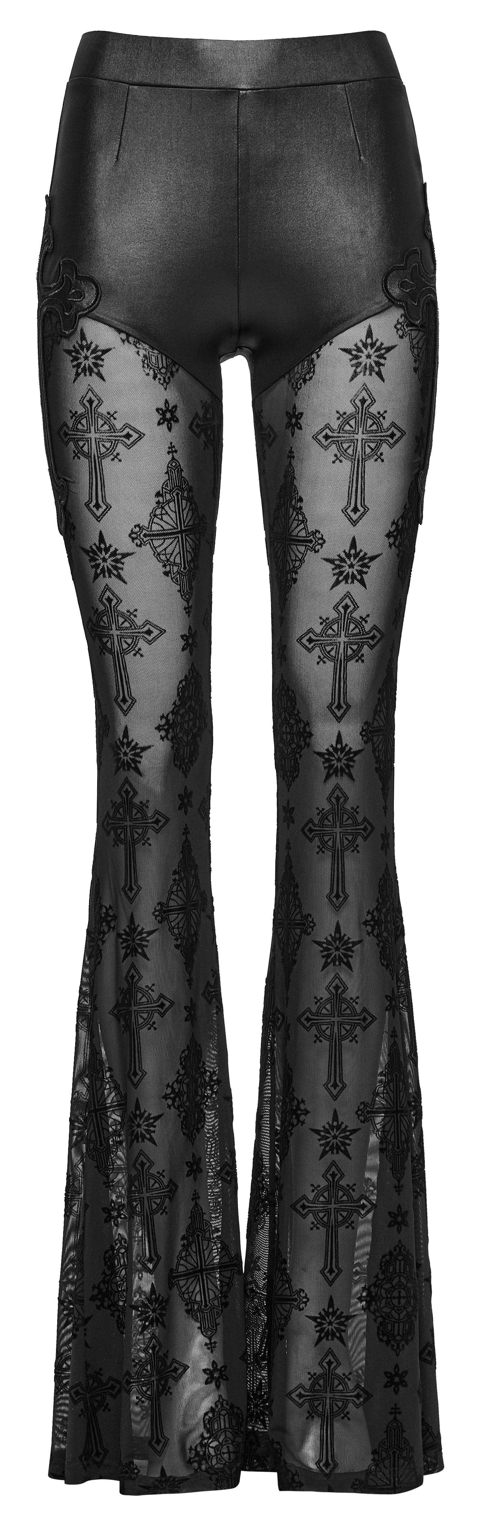 Punk Rave Seraphina Cross Flocking Flare Pants - DevilGothic DevilGothic