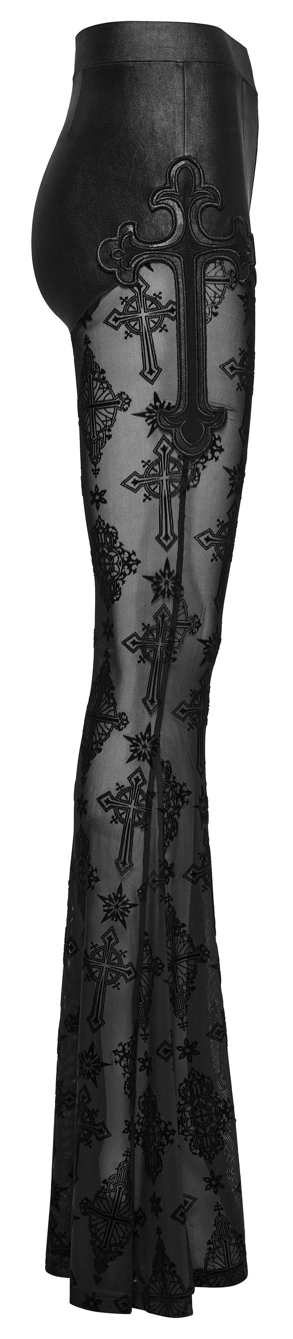 Punk Rave Seraphina Cross Flocking Flare Pants - DevilGothic DevilGothic