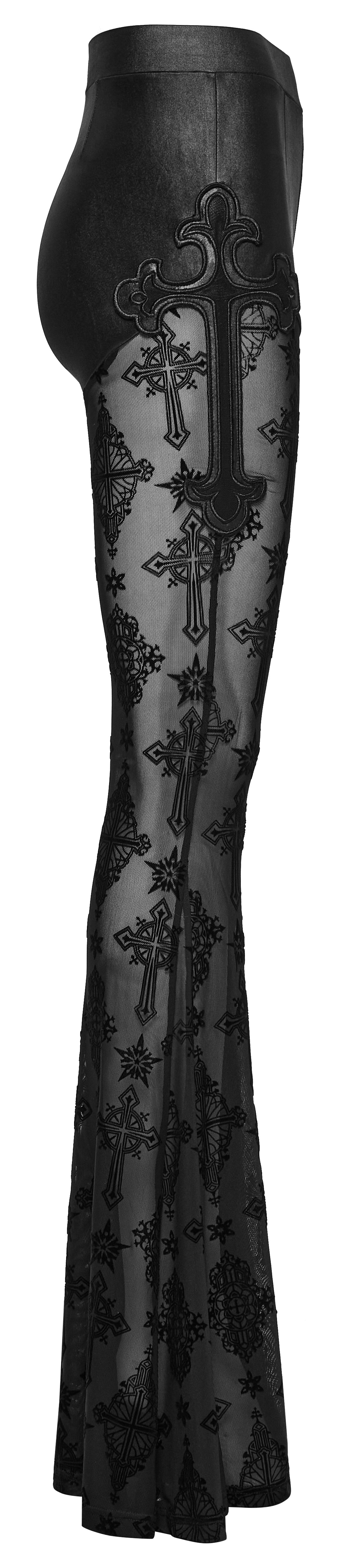 Punk Rave Seraphina Cross Flocking Flare Pants - DevilGothic DevilGothic