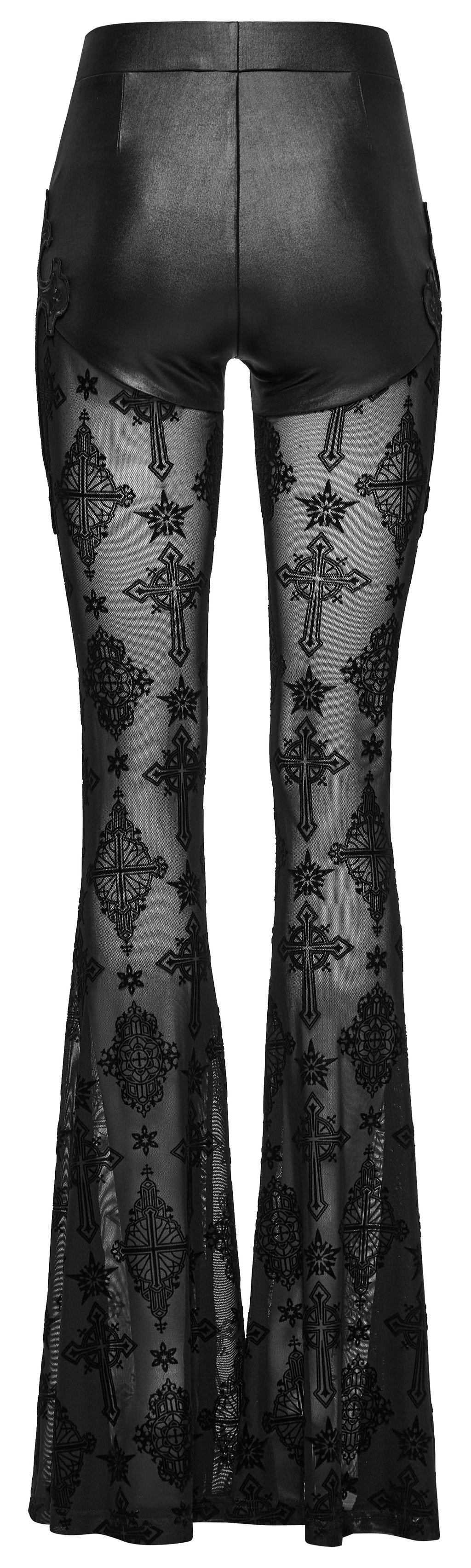 Punk Rave Seraphina Cross Flocking Flare Pants - DevilGothic DevilGothic