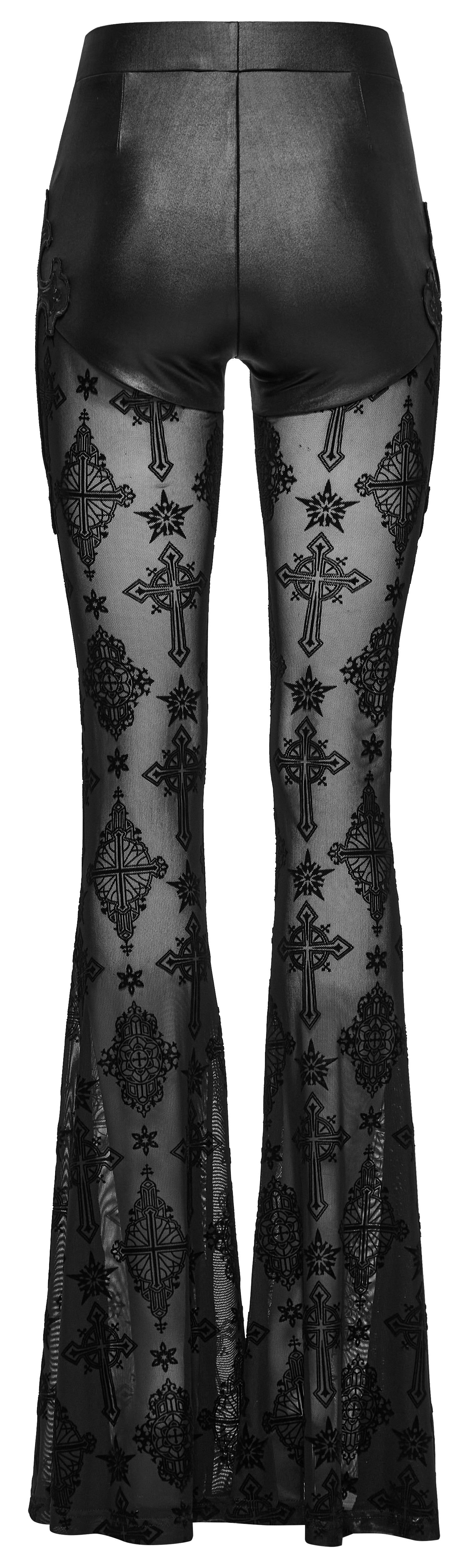 Punk Rave Seraphina Cross Flocking Flare Pants - DevilGothic DevilGothic