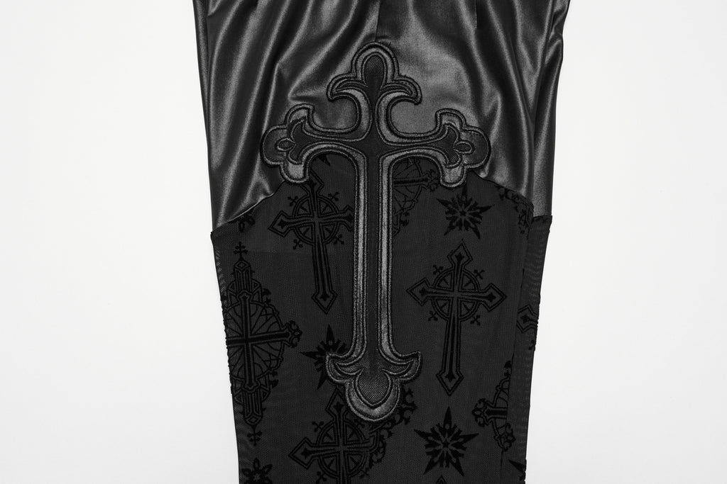 Punk Rave Seraphina Cross Flocking Flare Pants - DevilGothic DevilGothic