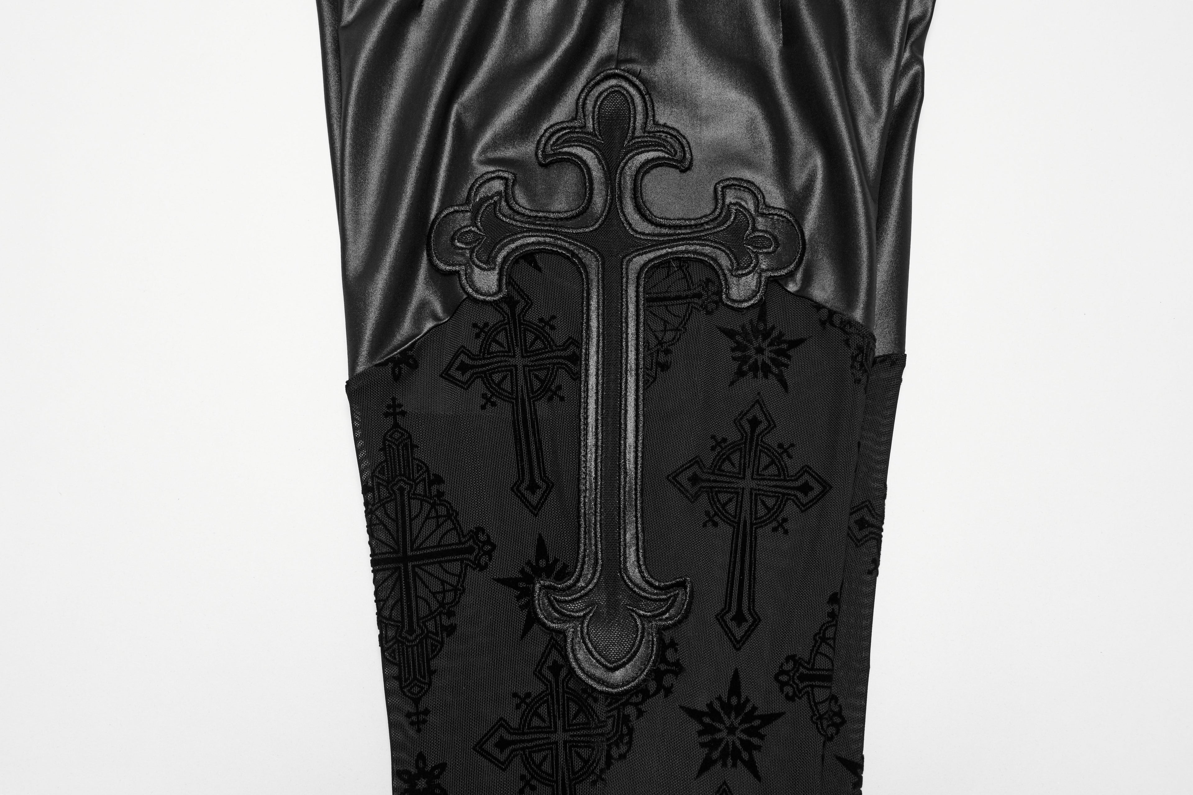 Punk Rave Seraphina Cross Flocking Flare Pants - DevilGothic DevilGothic