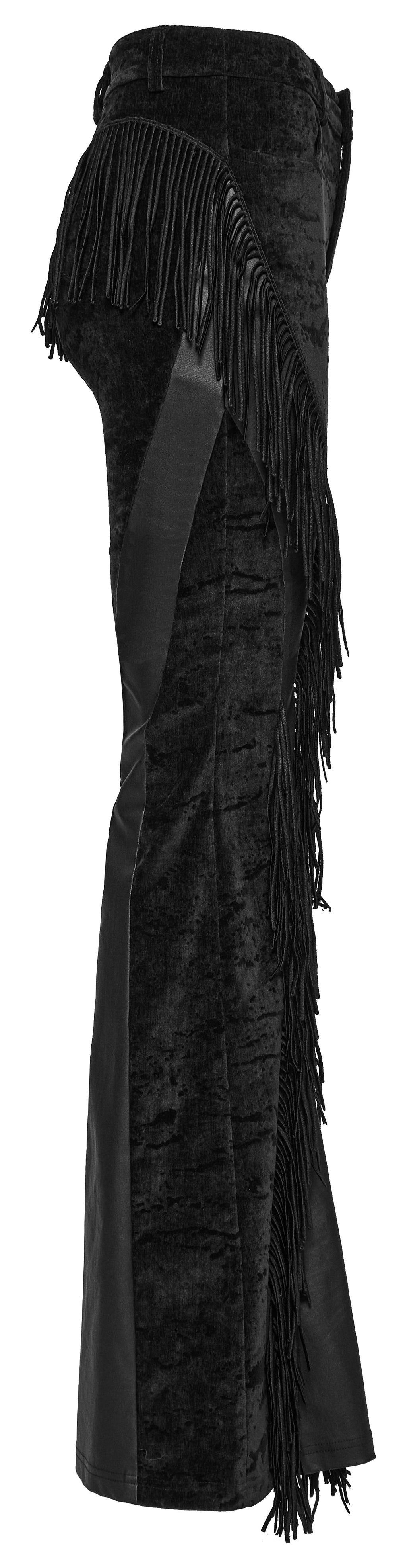Punk Rave Morrigan Wasteland Tassel Flare Goth Trousers In Black - DevilGothic DevilGothic
