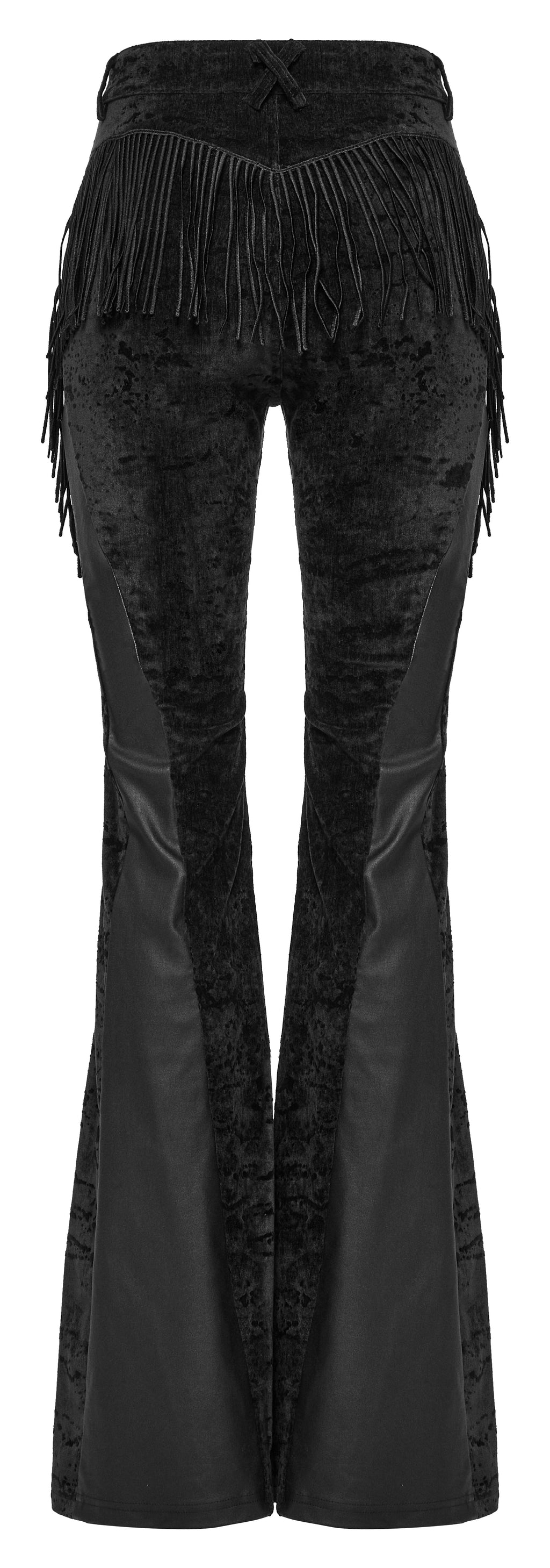 Punk Rave Morrigan Wasteland Tassel Flare Goth Trousers In Black - DevilGothic DevilGothic