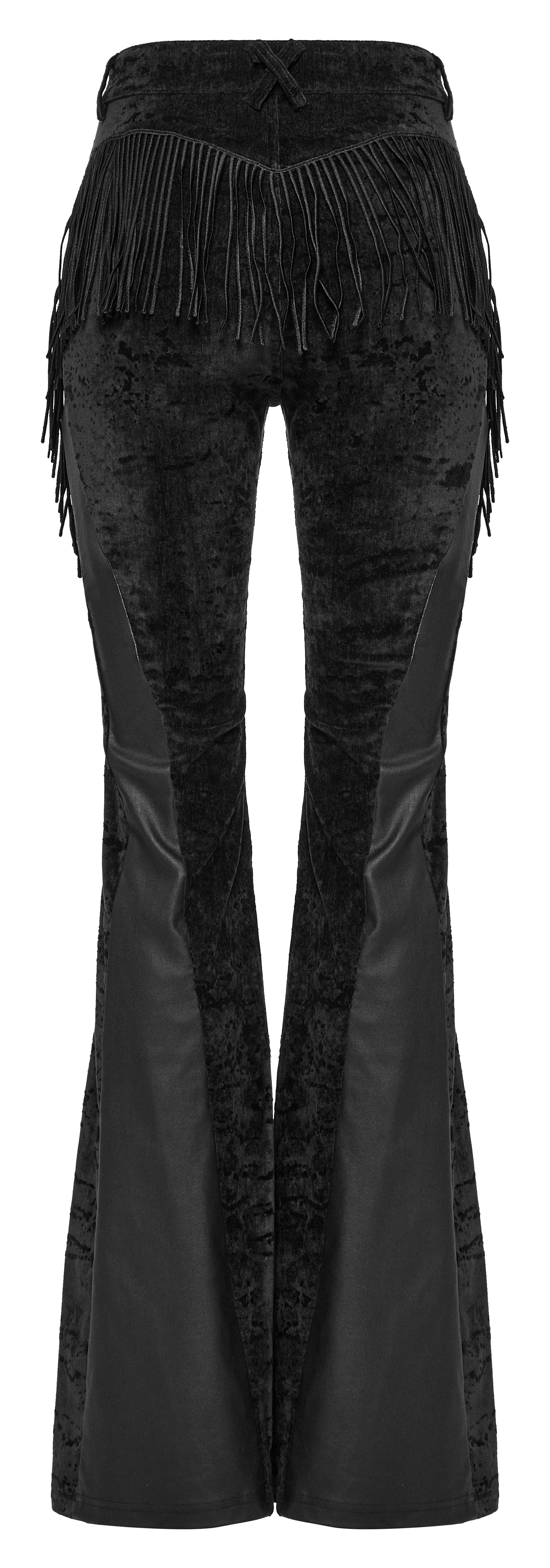 Punk Rave Morrigan Wasteland Tassel Flare Goth Trousers In Black - DevilGothic DevilGothic
