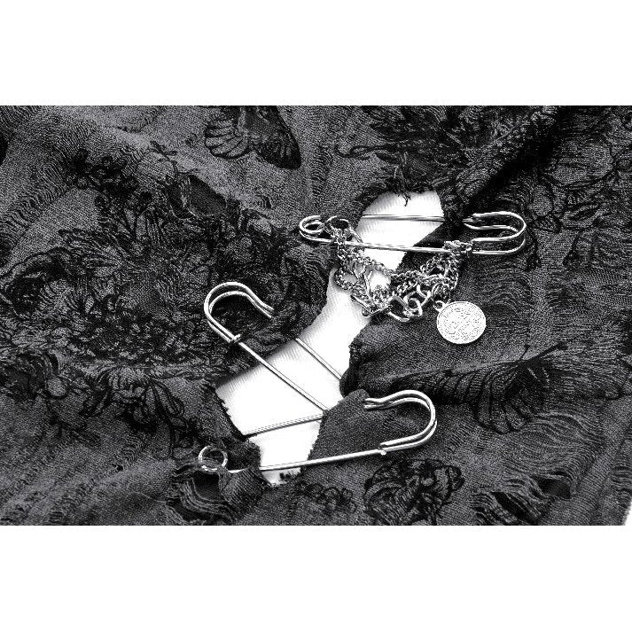 Dark in Love Shredded Butterfly Print Halter Goth Top In Grey - DevilGothic DevilGothic