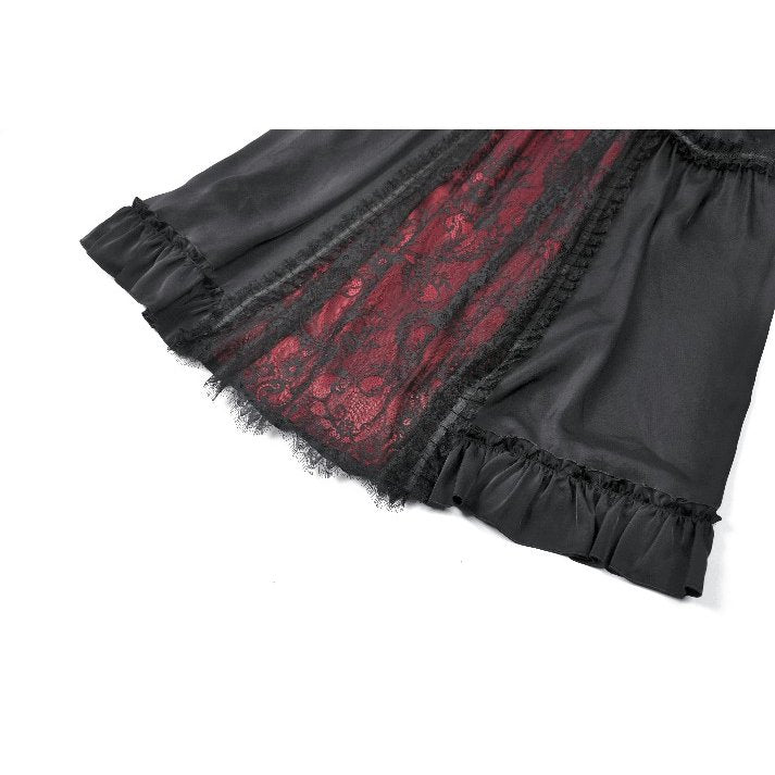 Dark in Love Gothic Victorian Lace Panel Skirt (Crimson) - DevilGothic DevilGothic
